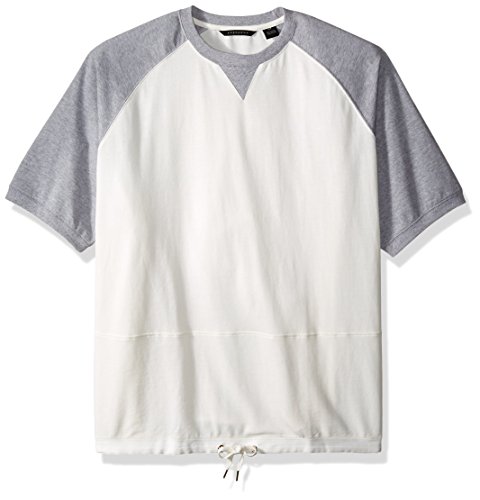 Sean John Men's Big and Tall Short Sleeve Crew Neck W Drawcord, SJ Cream, 3XL