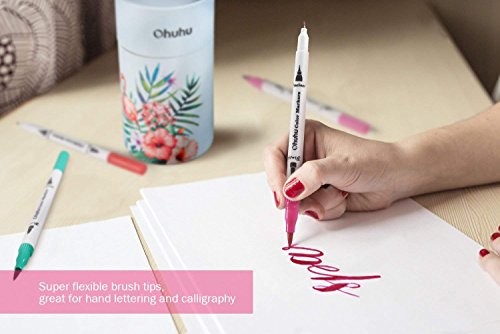 Ohuhu-Art-Markers-Dual-Tips-Coloring-Brush-Fineliner-Color-Pens-60-Colors-of-Water-Based-Marker-for-Calligraphy-Drawing-Sketching-Coloring-Book-Bullet-Journal-Art-Valentines-Day-Back-To-School-Gifts