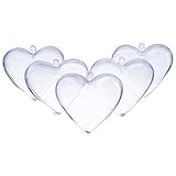Outus Plastic Bath Bomb Mold Clear Heart Shape for DIY and Christmas Decoration, 5 Sets (65 mm)