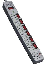 Tripp Lite 7 Outlet (6 Individually Controlled) Surge Protector Power Strip, 6ft Cord, & $25K INSURANCE (TLP76MSG)