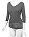 Made By Johnny MBJ WT1036 Womens V Neck 3/4 Sleeve Dolman Top with Side Shirring L Heather_Charcoal