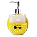 Tri-Coastal Design Decorative 2-in-1 Ceramic Lemon Shaped Kitchen Bathroom Sink Countertop Space-Saver Refillable Soap Pump Dispenser and Sponge Caddy Holder
