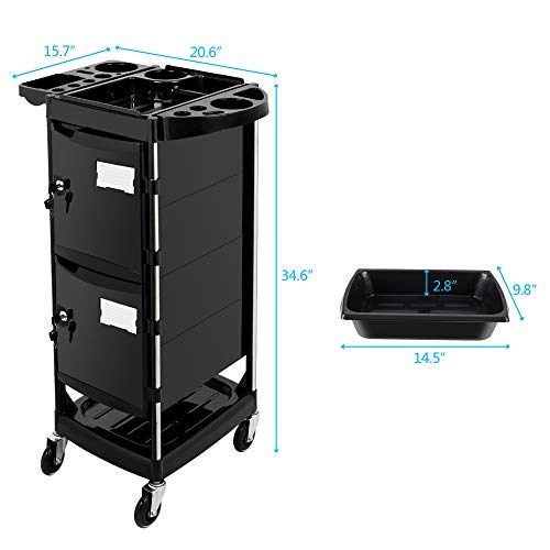 Mefeir Salon Trolley Stylist Cart With 2 Lock 4 Keys 4 Abs