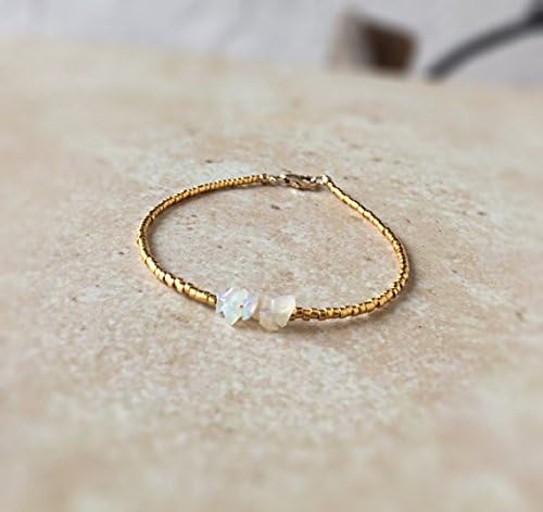 Ultra Thin Beaded Bracelet Ethiopian Opal Bracelet Stacking Dainty Bracelet October Birthstone Best Friend Gift Dainty Jewelry