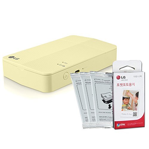 [Printer+Paper SET] New LG Pocket Photo Printer 3 PD251 [Lime Yellow] (Follow-up model of PD241T PD239) + LG Zink Photo Paper [30 Sheets]