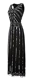 QNPRT 1920s Gatsby Dress Sequin Maxi Long Evening Cocktail Prom for Women