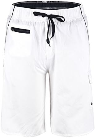 Unitop Men's Colortful Striped Swim Trunks Beach Board Shorts with Lining