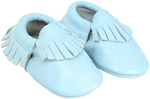 Kids Child Unisex Baby Boy Pre-Walker Leather Moccasin Slip-on Shoes, Light Blue 2-3T
