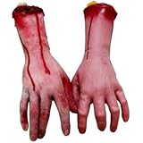 Fake Human Arm Hands Bloody Dead Body Parts Haunted House Halloween Decorations, 2-Pieces (Left and Right)