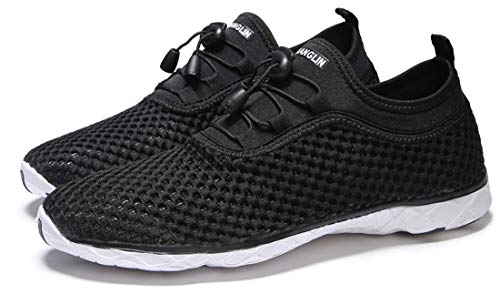 Zhuanglin Men's Quick Drying Aqua Water Shoes Black White 11