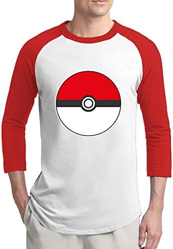 Man's Pokemon Go Ball Pokeball Poke Ball Game Plain Raglan Team Tshirts
