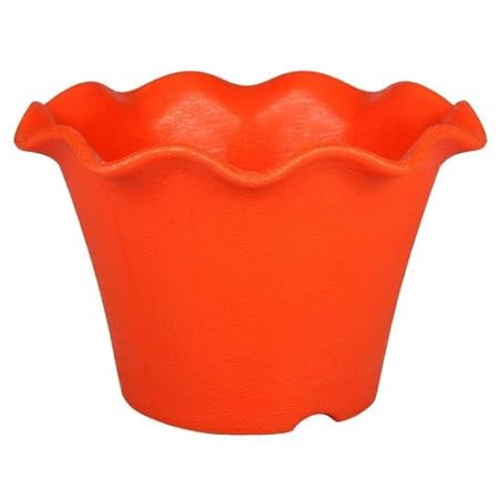 Airex Stylized Cut Mouth Design Planter (10 inch, Orange, Set of 1)