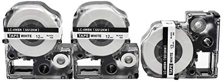 3X SZEHAM Label Tape Cartridge Compatible Epson Labelworks LW-300 LW-400 LW-500 LW-600p Label Printers, Black On White LC-4WBN9 (LK-4WBN), 1/2" (12mm) x 30ft (8m)