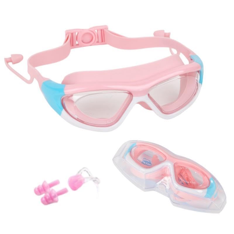 SIMAKARA SIMAKRA Swimming Goggles Kids 4-16 years, Girls and Boys Swimming Goggles for Children Wide Vision, Anti Fog, No Leaking, UV Protection-with Case,Nose Clip Ear Plug