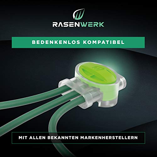 Rasenwerk® Pack of 20 Green Connecting Clips, Cable Connectors, Boundary Robot, Lawn Robot - Invisible in Grass - Waterproof, Corrosion Resistant, Durable