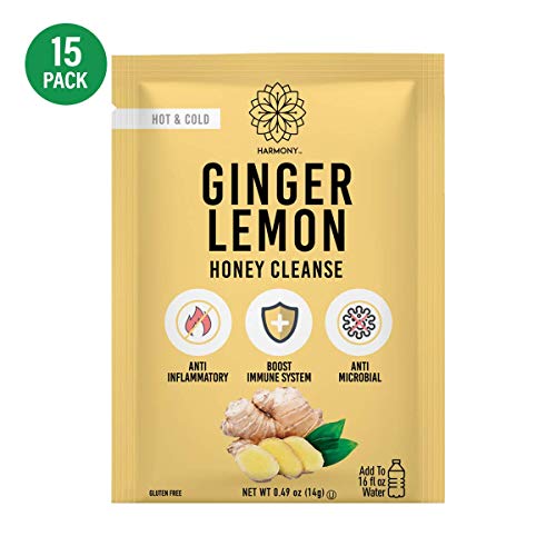 Harmony, Ginger Lemon Honey Cleanse to Boost your Immune System, Instant Drink Mix Packet, 12