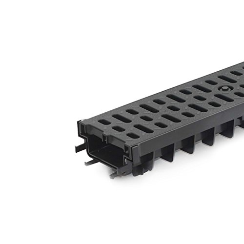 6m Entwässerungsrinne Terrassenrinne Stegrost Kunststoff komplett SET, System A15 70mm, Schwarz Classic, NEUHEIT Rinne… – Bild 3