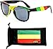 Style Vault W54-rp Rasta 80s Sunglasses Black/yellow/red W Microfiber Pouch