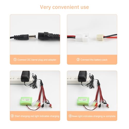 RC Battery Charger for 4.8V 7.2V 8.4V 9.6V NiMH/NiCD Battery Pack, RC Car Charger for Traxxas Battery 2.4V-12V Battery Pack, 2-10
