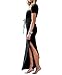 OYANUS Womens Sexy Deep V Neck Solid Color Long Sleeve Side Split Casual Beach Maxi Dress Black M