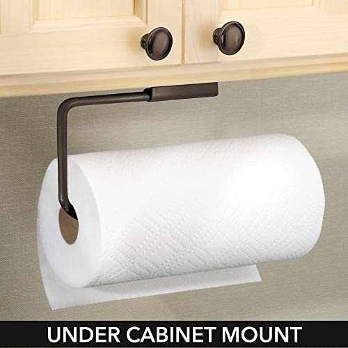 mDesign Metal Wall Mount Paper Towel Holder & Dispenser, Mounts to