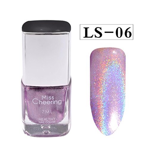 Oksale® 7ML Nail Polish Pretty Holographic Holo Glitter Gel Polish Nail Art Holographic (F)