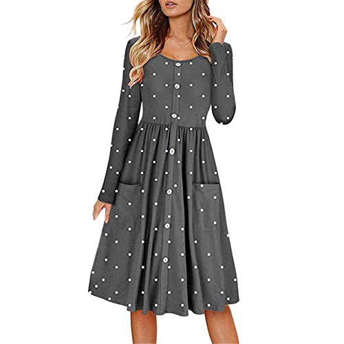 Londony ♥‿♥ Women's Casual Dot Prints Fit Flowy Simple Swing T-Shirt Loose Tunic Dress 815