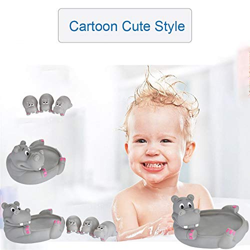 Gbell Cute Hippo Water Bath Soft Floating Squeeze Bath Toy,Animal Bathtub Squirt Swimming Toy 3 Babies Squeaky Shower Bathroom Pool Play Water Bathing Toys