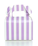Purple Small Gable Gift Boxes, Purple Stripe Favor Candy Boxes (12 Pack) - Light Purple Lavender Candy Buffet Box Birthday Party Supplies, Treat Box Wedding Favors