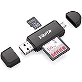 Vanja Micro USB OTG Adapter and USB 2.0 Portable Memory Card Reader for SDXC, SDHC, SD, MMC, RS-MMC, Micro SDXC, Micro SD, Micro SDHC Card and UHS-I Card