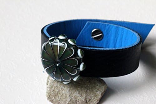 Leather wrap bracelet with matching lampwork glass bead