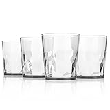 8 oz Premium Drinking Glasses - Set of 4 - Unbreakable Tritan Plastic - BPA Free - 100% Made in Japan (Clear)