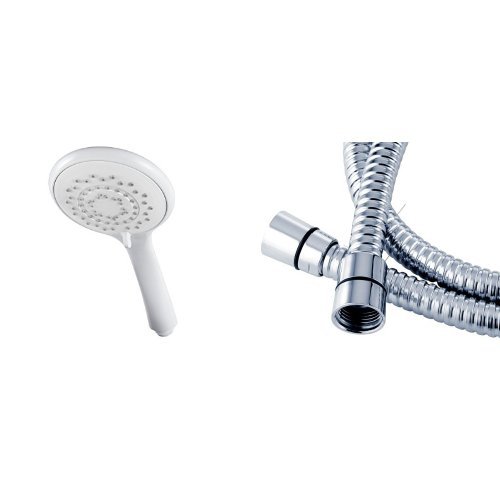 Triton 5 Position Shower Head - White with Triton 1.75m Shower Hose - Chrome