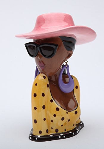 StealStreet SS-CG-62804 Black Glam Girl in Pink Summer Hat Makeup Holder Vase, 3 3/4" X 3 1/2" X 5 1/2" H