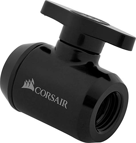 Corsair Hydro X Series, Xf Robinet-Vanne À Bille (G1/4" Bspp Filetage Du Port, Solide Laiton Durabilité, Vanne D’Étanchéité À Deux Étages, Finition De Haute Qualité, Optimisés Pour Les Débits) Noir