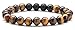 Hamoery Men Women 8mm Tiger Eye Stone Beads Bracelet Elastic Natural Stone Yoga Bracelet Bangle (Tiger Eye Matte)