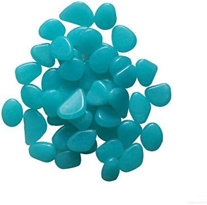 Luminous Cobblestones 100 Pcs Pebbles Stones Glow in the Dark for Aquarium Fish Tank Gravel Decorations, Fantastic Garden or Yard (Blue)