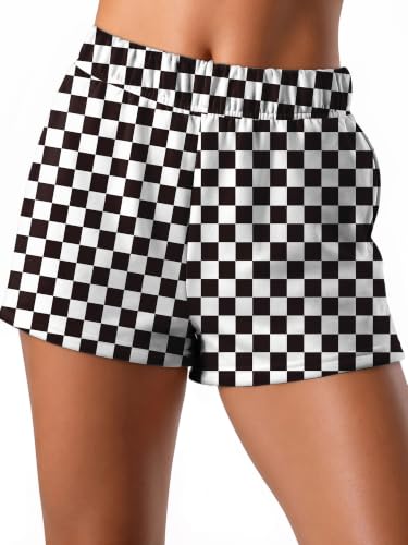 KISSMODA Women's Plaid Fleece Lined Shorts with Pockets High Waisted at Amazon