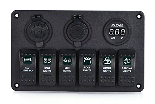 image for DCFlat 5 Pin 4 Gang / 6 Gang Car Marine Boat Circuit RV LED Rocker Swi