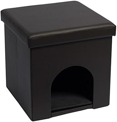 SULIT Faux Leather Folding Storage Ottoman, Great Design Foldable Pet House for Cat and Dog (BROWN)