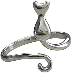 Swhite 925 Sterling Silver Lovely Cat Glaze Open Ring