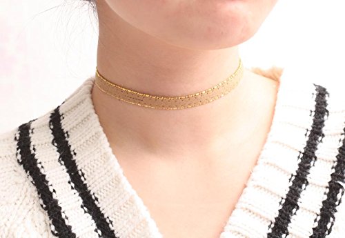 Buy Beige Leather Choker, Gold Color 