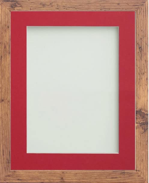 Frame Company Allington Rustic Photo Frame with Red Mount, A4 for 9x6 inch, fitted with perspex
