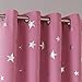 Deconovo Pink Solid Blackout Thermal Insulated Grommet Top Curtains for Kids Room with Silver Star Print, 52 x 84 Inch, 1 Pair