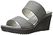 crocs Women's Leigh II 2 Strap Wedge W Wedge Sandal, Silver/Graphite, 8 M US
