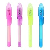 16pcs Invisible Ink Pen and Black Light Combo, 4 Colors Including Red, Blue, Yellow, Purple