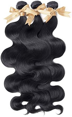 GoldRose Beauty Grade 7A Brazilian Remy Body Wave Hair Natural Black Color Mix Length 20" 22" 24" Pack of 3 Bundles