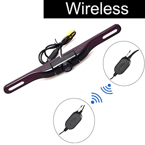 E-Kylin Wireless Car Backup Camera, Automatic IR Night Vision, License Plate Mount Slim Style - Easy Installation, Waterproof, High-Definition