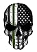 Military Skull 5.5 x 4 Inch Thin Green Line Tattered Subdued Us Skull Flag. Highly Reflective Vinyl Decal