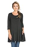 Frumos Tunics For Women 3/4 Sleeve Top For Leggings Charcoal 2Tone 2X-Large